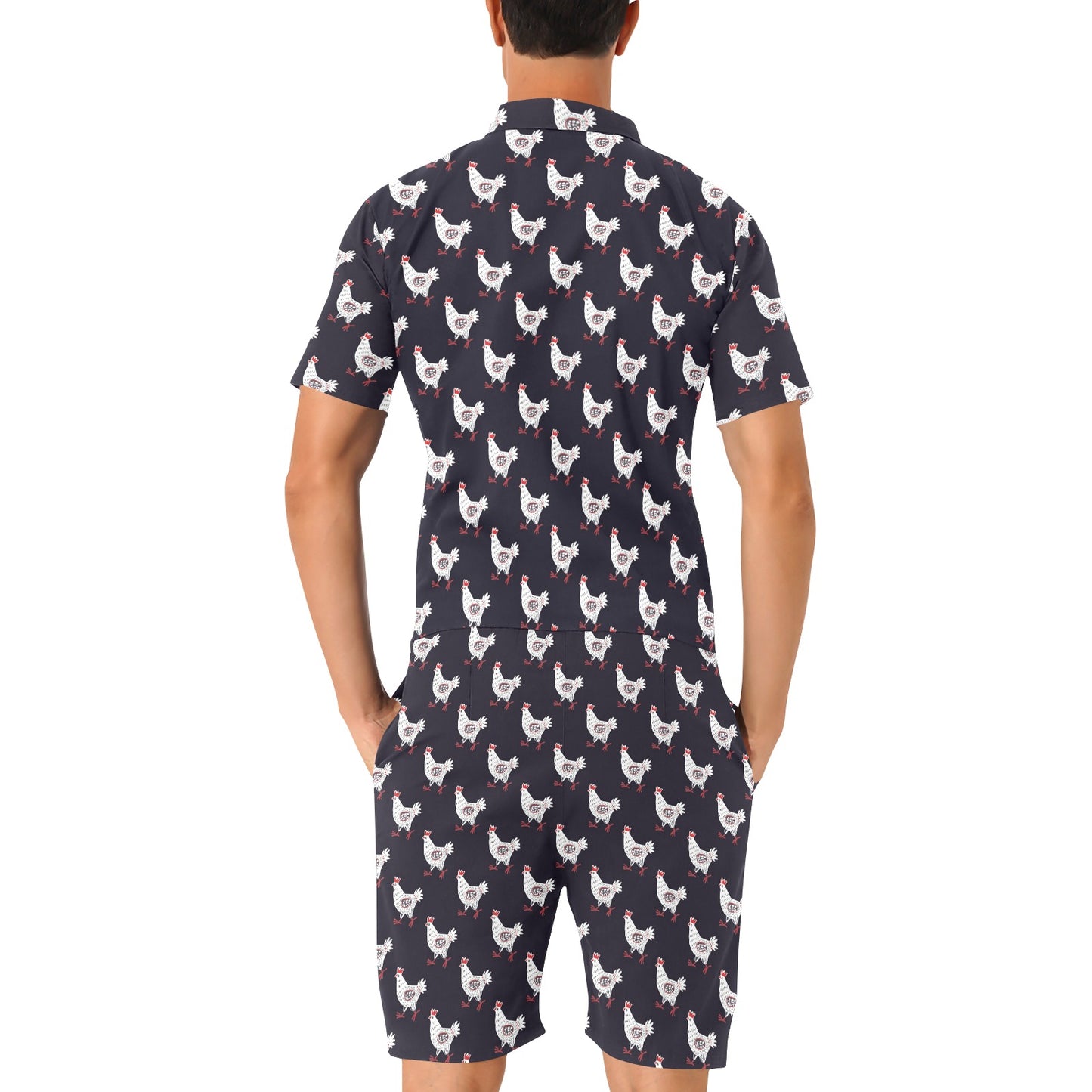 Chicken Pattern Print Design 03 Men's Romper