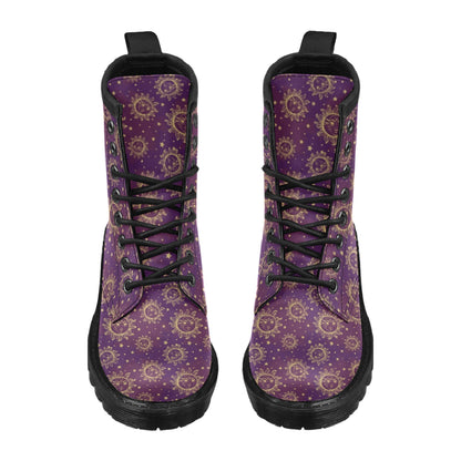 Sun Moon Star Design Themed Print Women's Boots