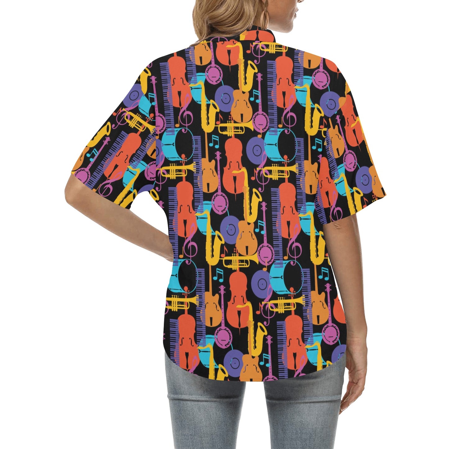 Jazz Pattern Print Design 03 Women's Hawaiian Shirt