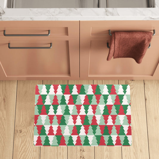 Christmas Tree Pattern Print Design 01 Kitchen Mat