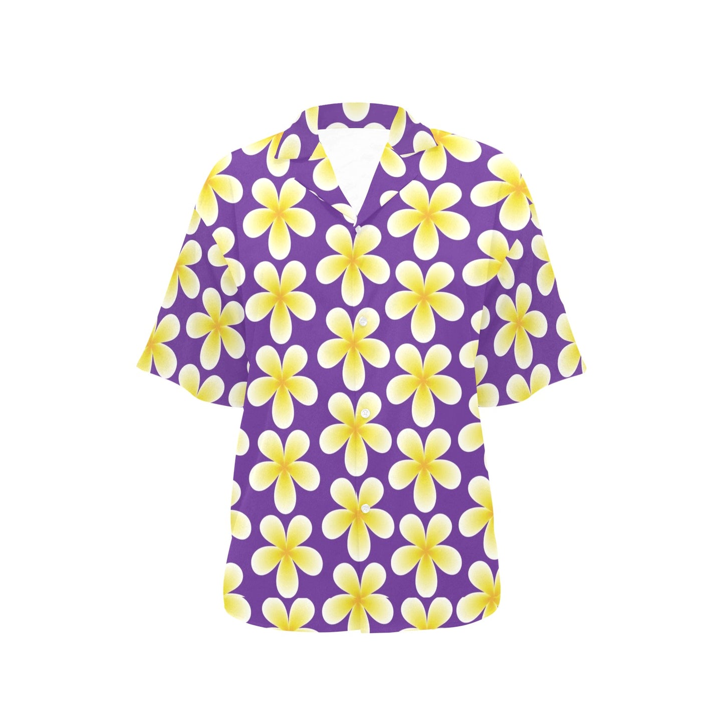 Yellow Plumeria Pattern Print Design PM05 Women's Hawaiian Shirt