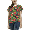 Hibiscus Red With Parrotprint Design LKS303 Women's  T-shirt