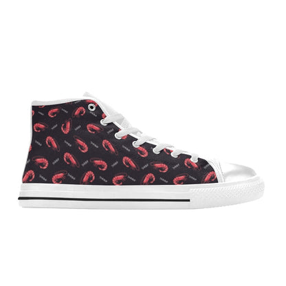 Shrimp Print Design LKS302 High Top Women's White Shoes