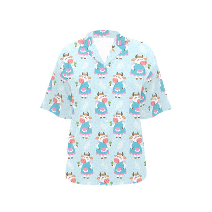 Cattle Happy Pattern Print Design 03 Women's Hawaiian Shirt