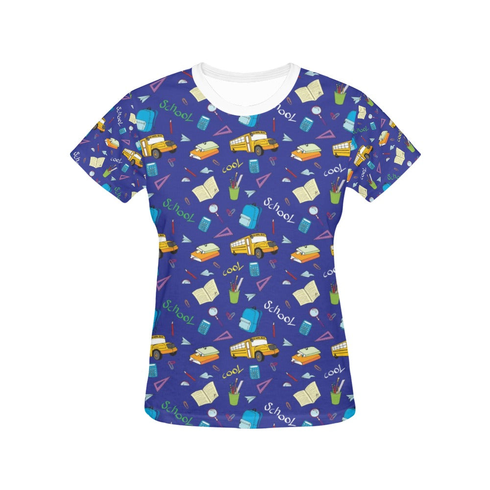 School Bus Print Design LKS307 Women's  T-shirt