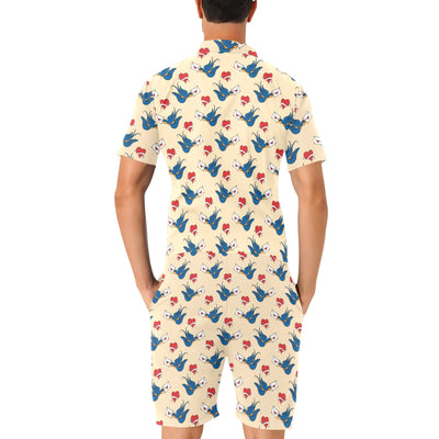 Swallow Bird Pattern Print Design 05 Men's Romper