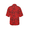 Leopard Red Skin Print Women's Hawaiian Shirt