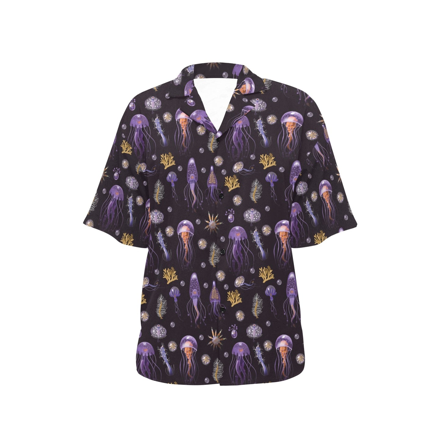 Seaweed With Jelly Fish Print Design LKS305 Women's Hawaiian Shirt