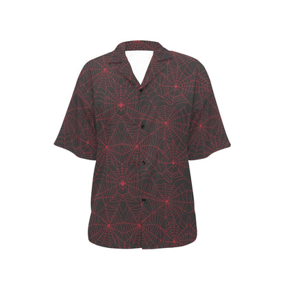 Spider Web Red Print Design LKS302 Women's Hawaiian Shirt