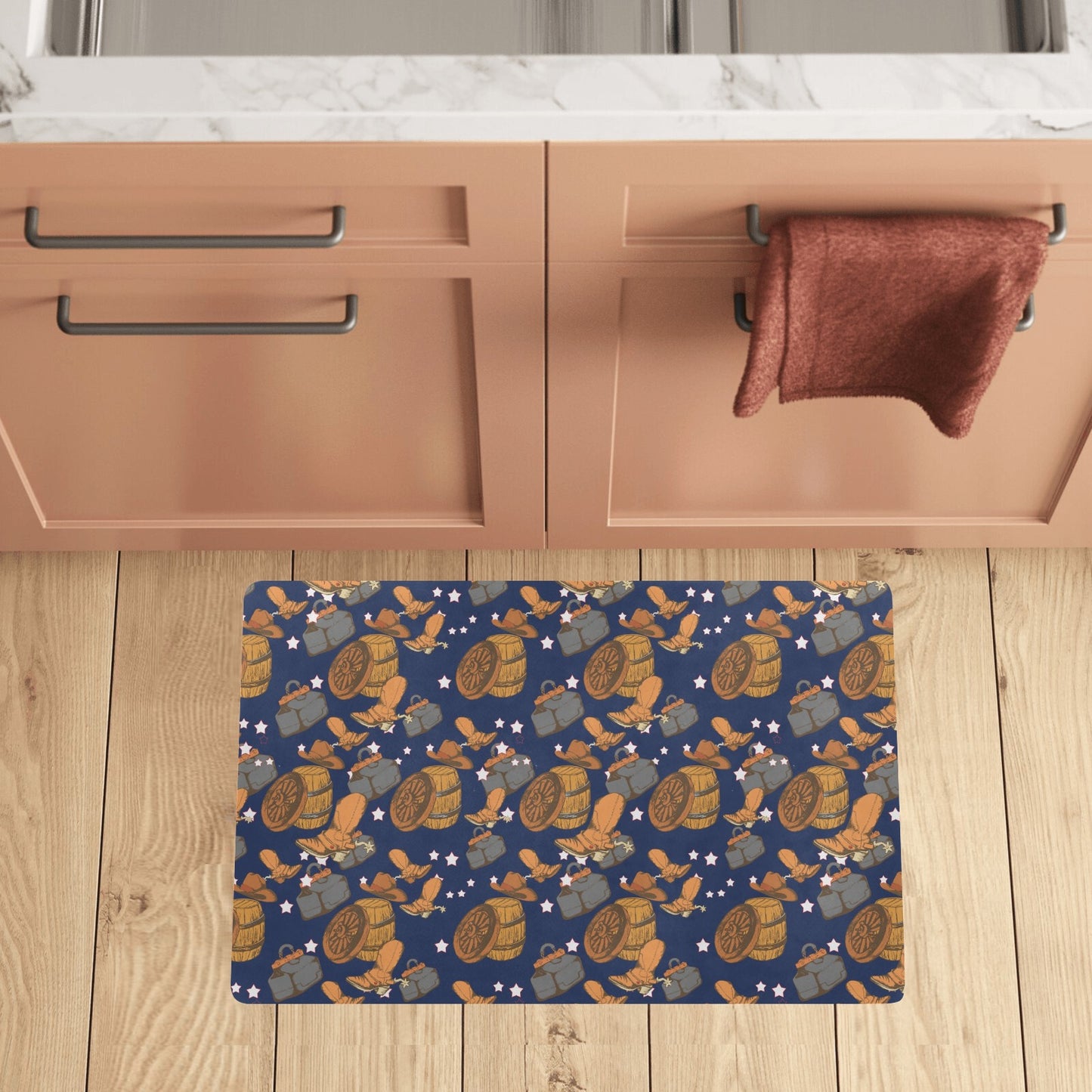 Cowboy Pattern Print Design 03 Kitchen Mat