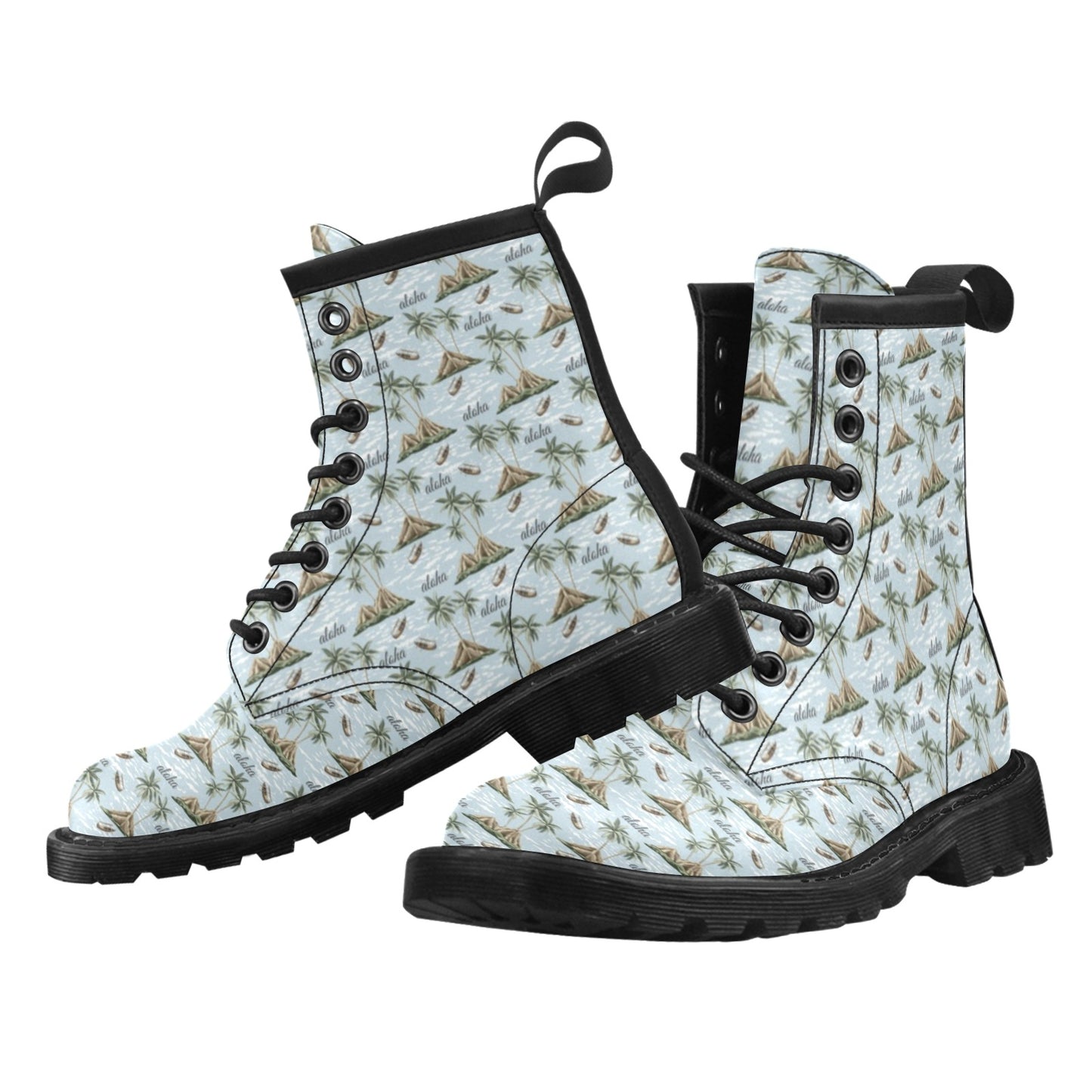 Aloha Hawaii island Design Themed Print Women's Boots