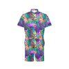 Neon Flower Tropical Palm Leaves Men's Romper