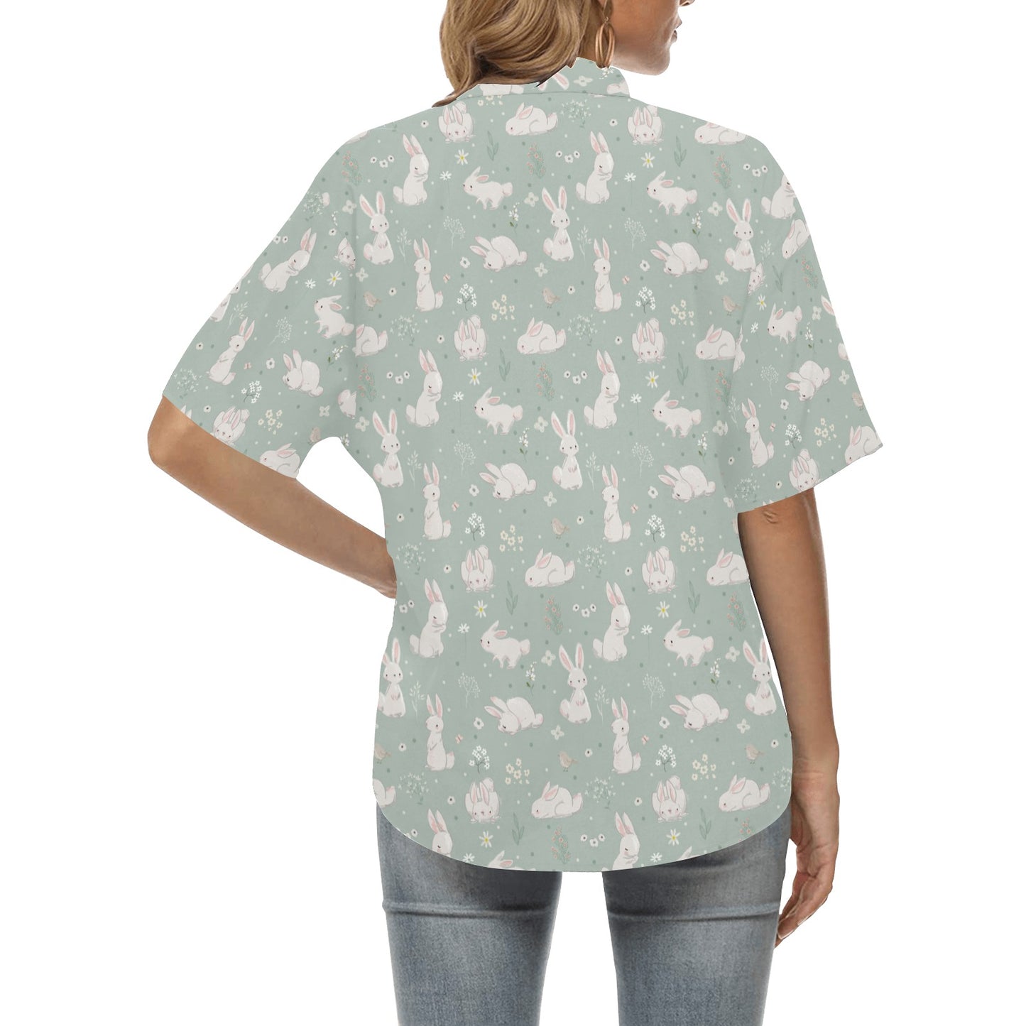 Bunny Pattern Print Design 03 Women's Hawaiian Shirt