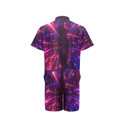 Celestial Purple Blue Neon Speed Light Men's Romper