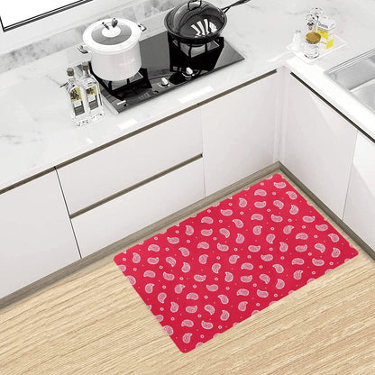 Bandana Red Paisley Print Design LKS305 Kitchen Mat