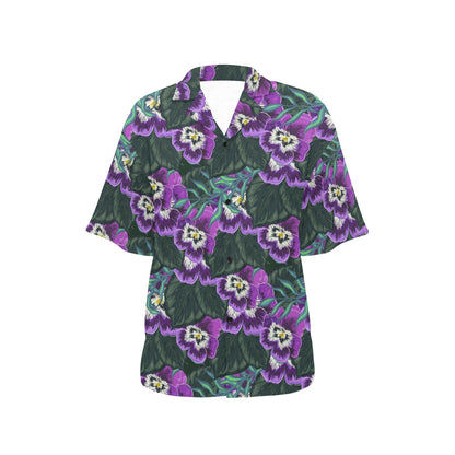 Pansy Pattern Print Design PS07 Women's Hawaiian Shirt