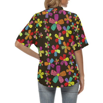 Flower Power Colorful Print Pattern Women's Hawaiian Shirt