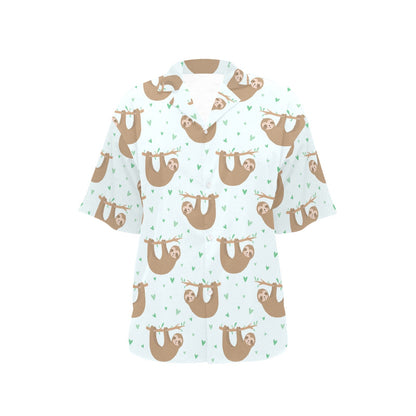 Sloth Print Design LKS308 Women's Hawaiian Shirt