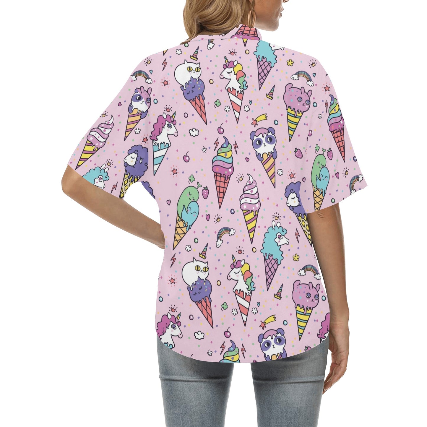 Ice Cream Pattern Print Design IC05 Women's Hawaiian Shirt