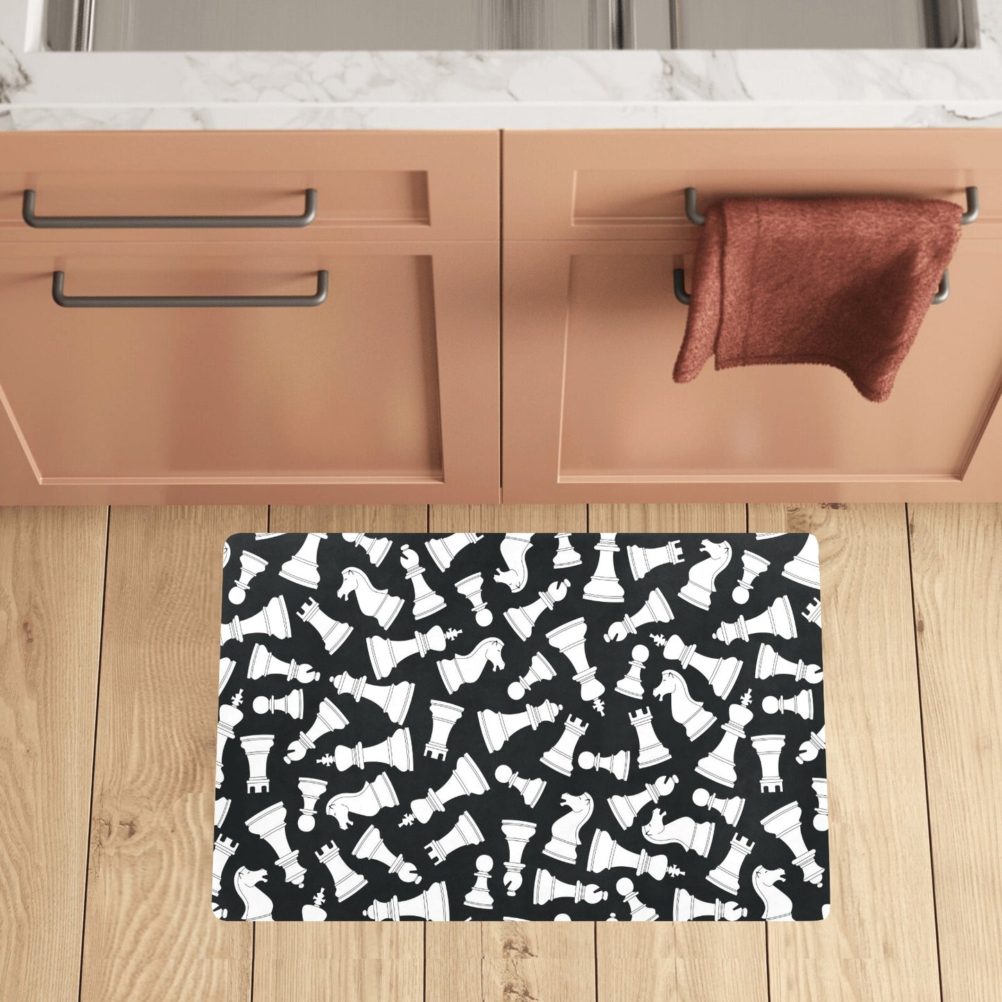 Chess Pattern Print Design 01 Kitchen Mat