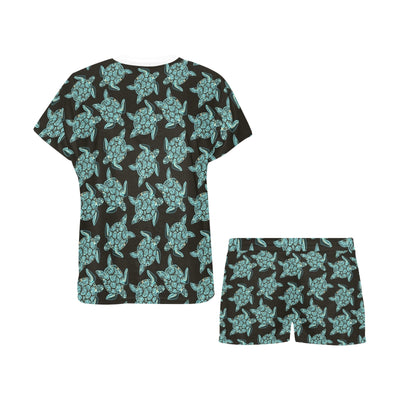 Sea Turtle Print Design LKS302 Women's Short Pajama Set