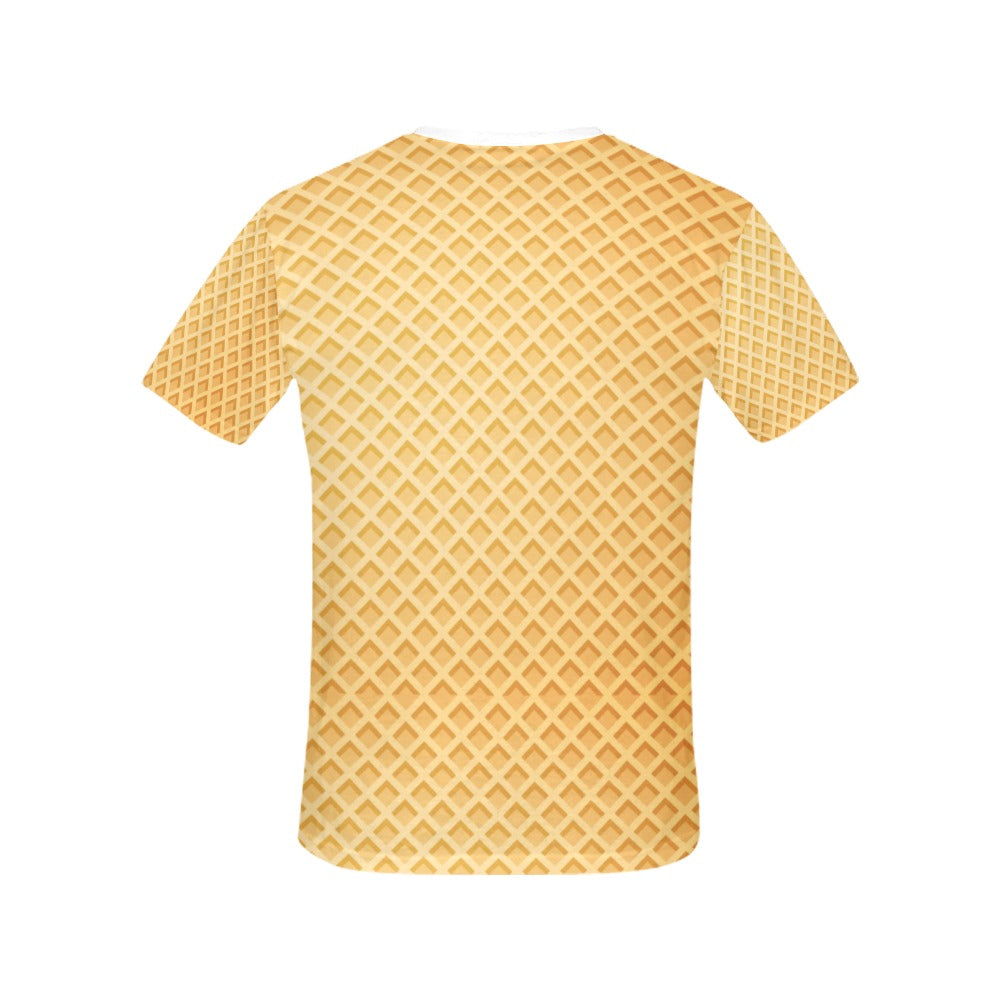 Waffle Texture Print Design LKS302 Women's  T-shirt