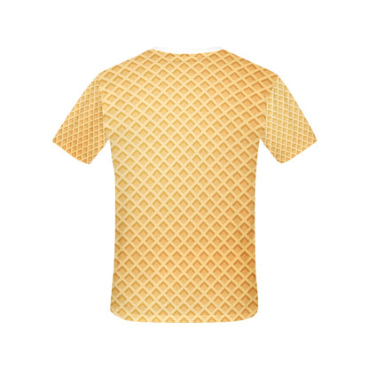 Waffle Texture Print Design LKS302 Women's  T-shirt