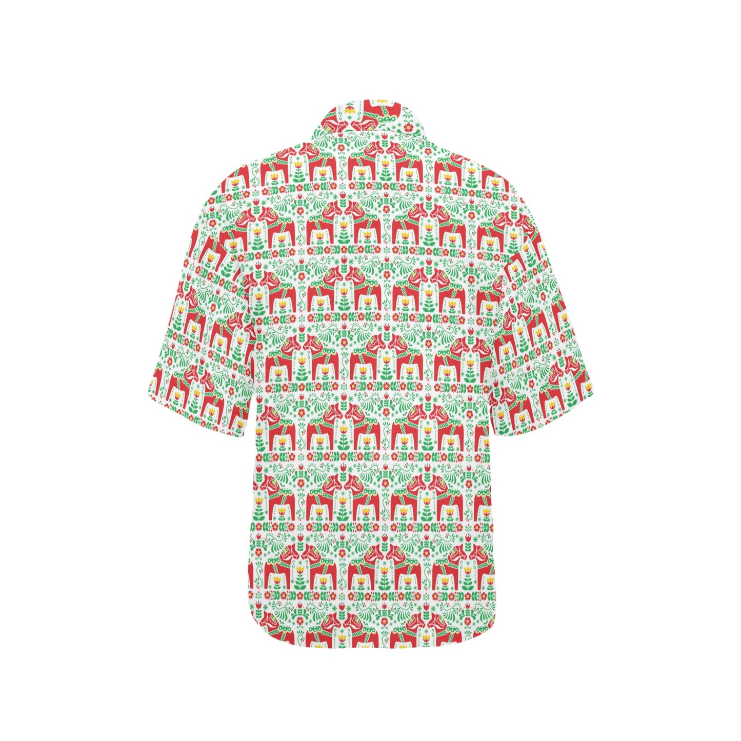 Swedish Dala Style Pattern Women's Hawaiian Shirt