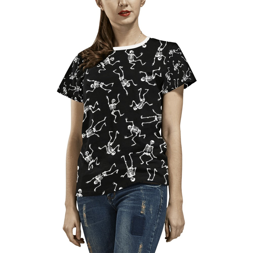 Skeleton Print Design LKS305 Women's  T-shirt