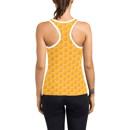 Honey Bee Honeycomb Print Design LKS3011 Women's Racerback Tank Top