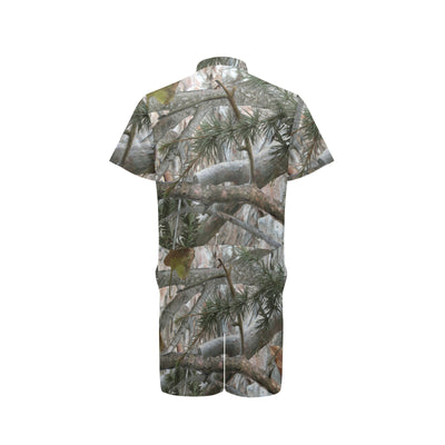 Camo Realistic Tree Forest Pattern Men's Romper