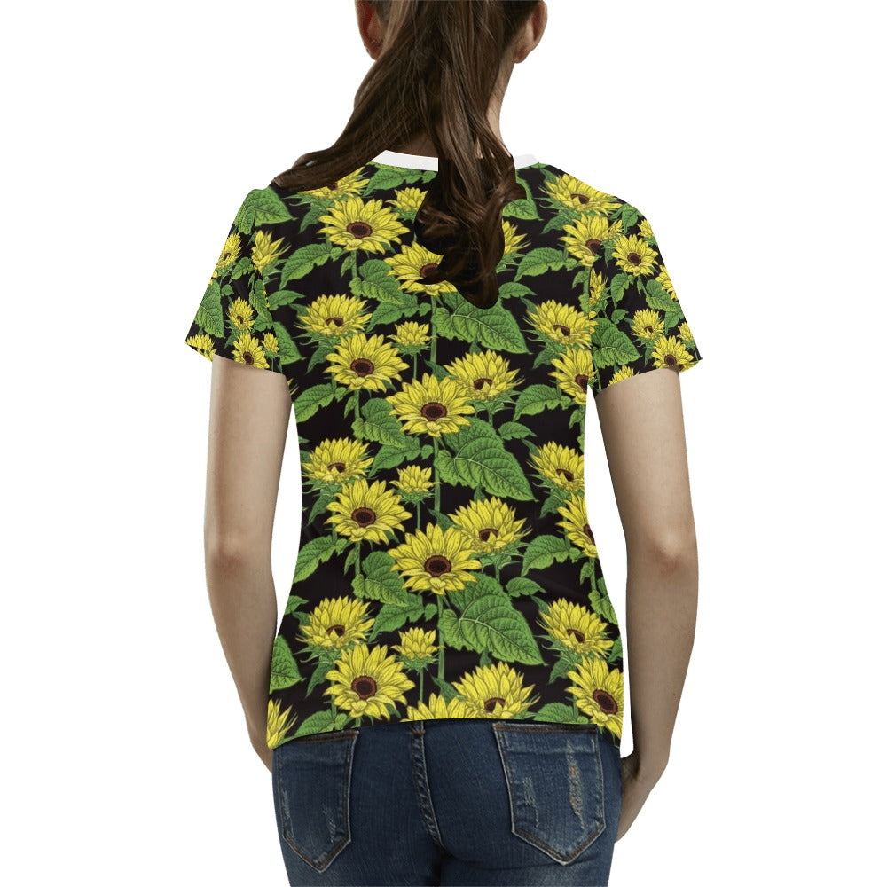 Sunflower Print Design LKS3010 Women's  T-shirt