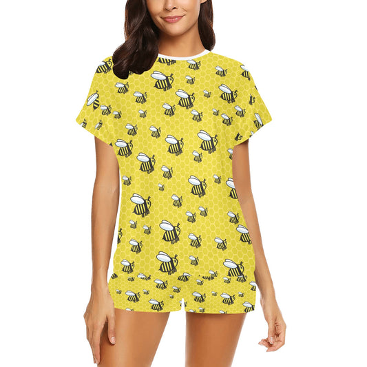 Bee Cute Print Design LKS308 Women's Short Pajama Set