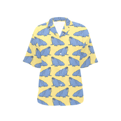 Walrus Pattern Print Design 02 Women's Hawaiian Shirt