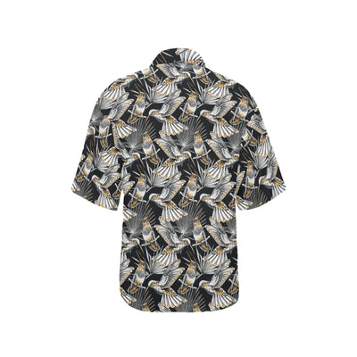 Hummingbird Gold Design Themed Print Women's Hawaiian Shirt