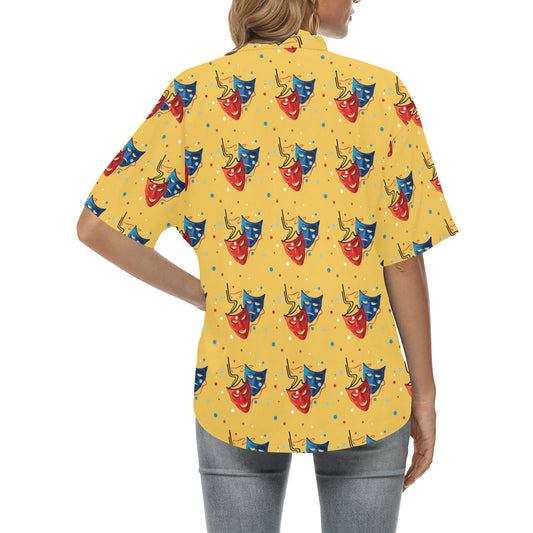 Acting Mask Pattern Print Design 02 Women's Hawaiian Shirt