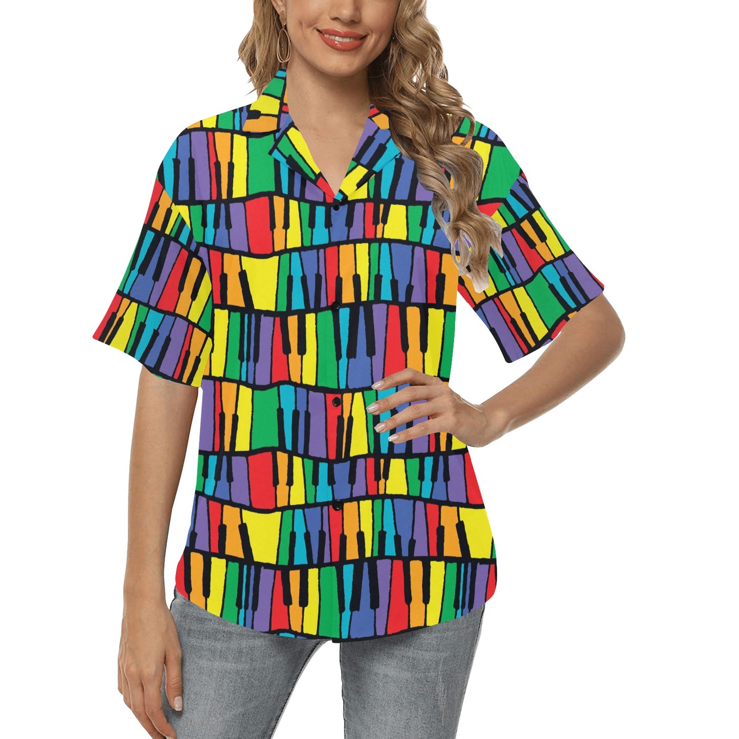 Piano Print Design LKS402 Women's Hawaiian Shirt