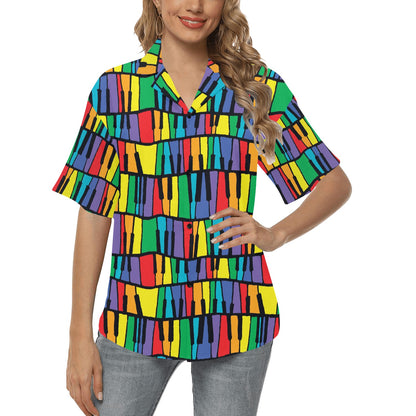 Piano Print Design LKS402 Women's Hawaiian Shirt