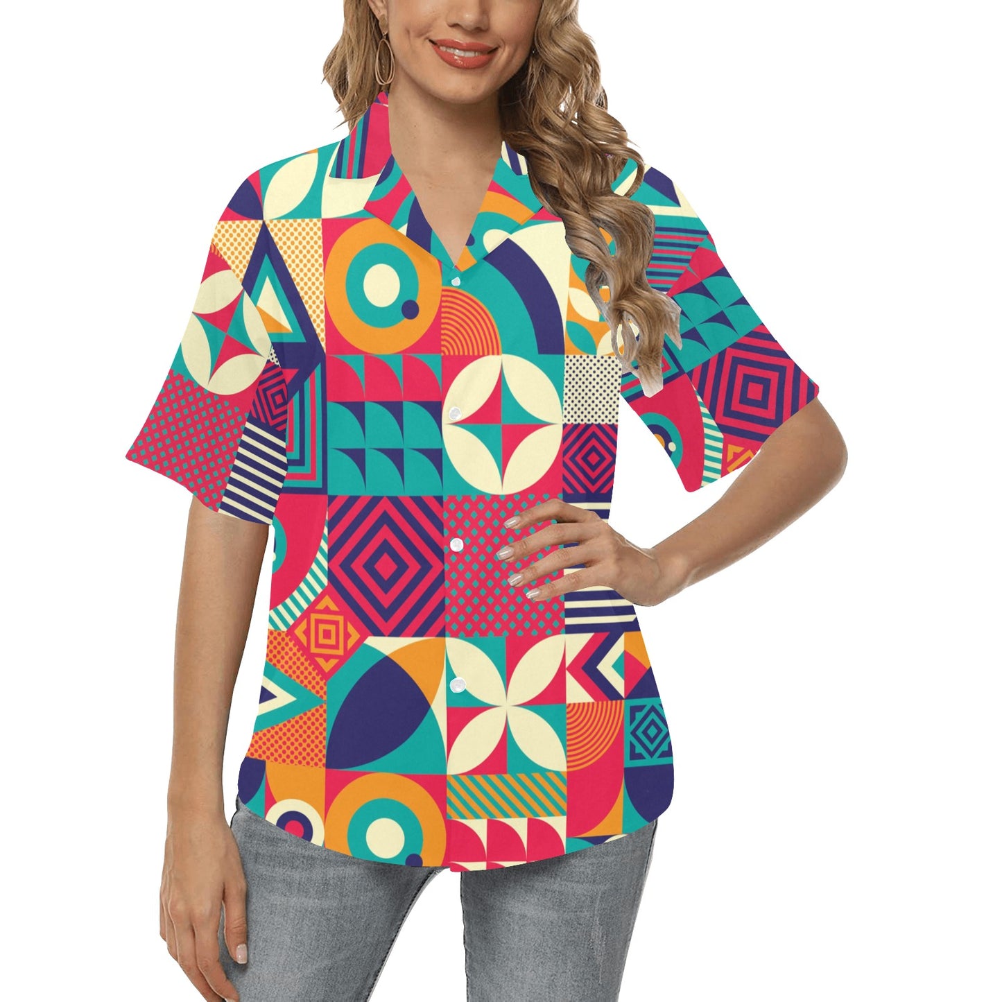 Mosaic Pattern Print Design 03 Women's Hawaiian Shirt