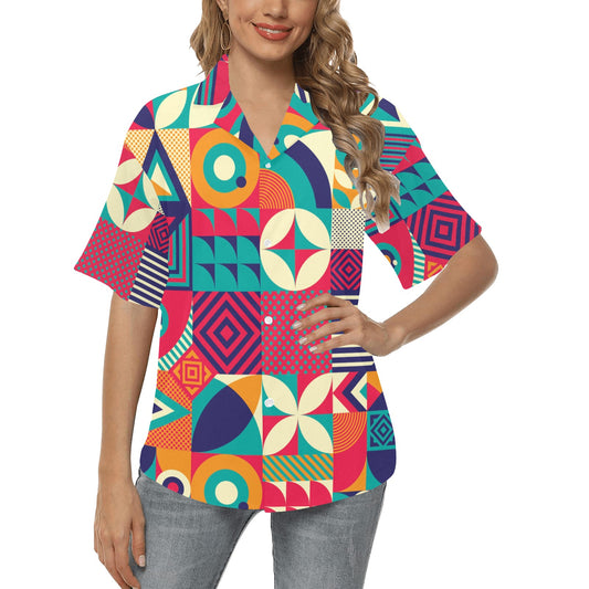 Mosaic Pattern Print Design 03 Women's Hawaiian Shirt