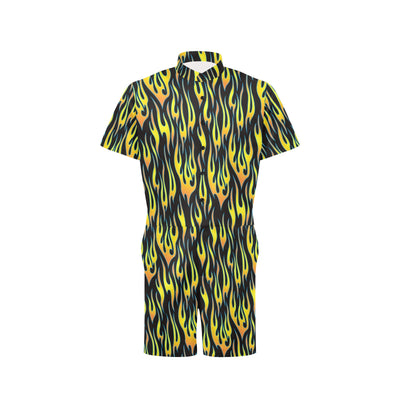 Flame Fire Yellow Pattern Men's Romper