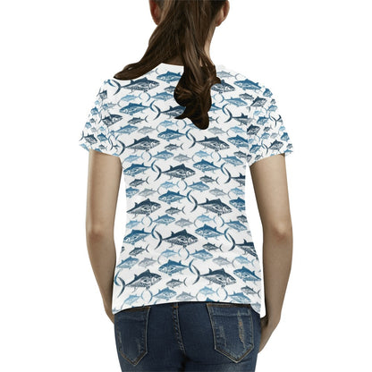 Tuna Fish Print Design LKS303 Women's  T-shirt