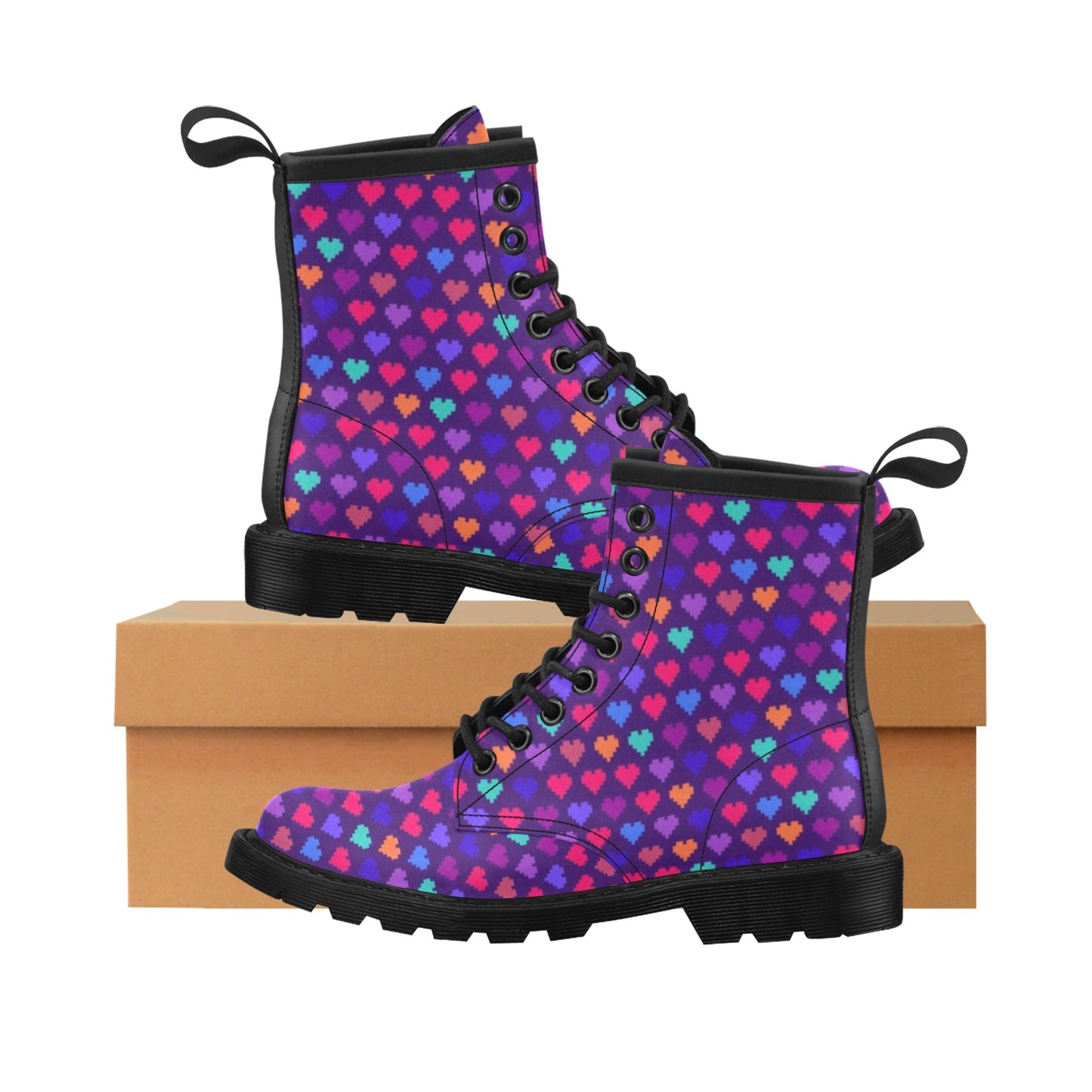 Heart Pixel Pattern Print Design HE03 Women's Boots