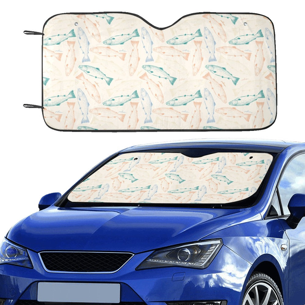 Salmon Fish Print Design LKS305 Car front Windshield Sun Shade