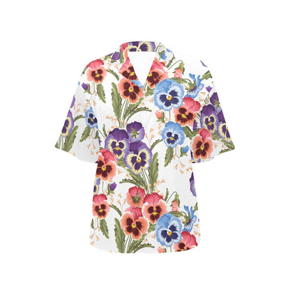 Pansy Pattern Print Design PS06 Women's Hawaiian Shirt