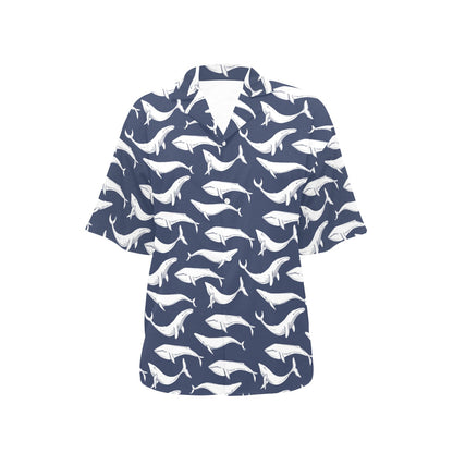 Whale Print Design LKS308 Women's Hawaiian Shirt