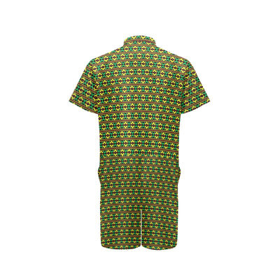 African Geometric Print Pattern Men's Romper