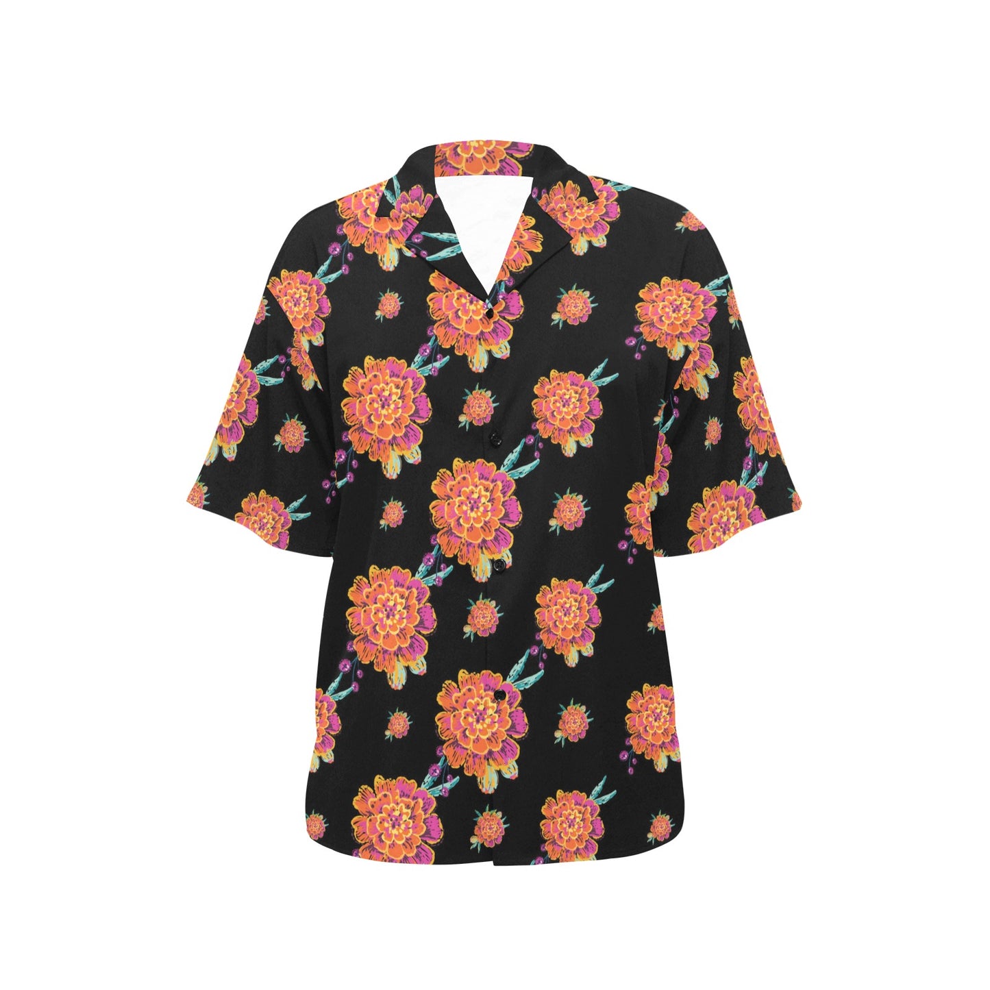 Marigold Pattern Print Design 01 Women's Hawaiian Shirt