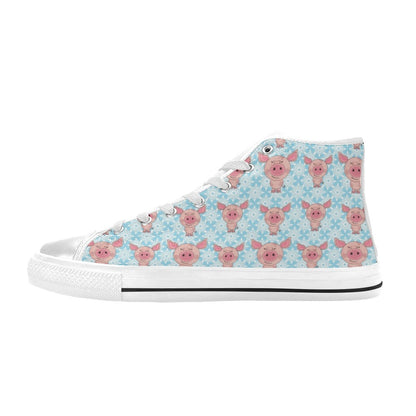 Pig Print Design LKS402 High Top Women's White Shoes