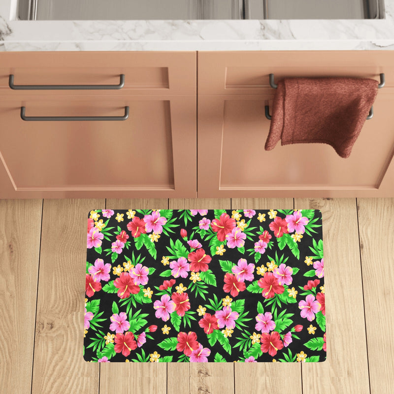 Pink Red Hibiscus Pattern Print Design HB023 Kitchen Mat